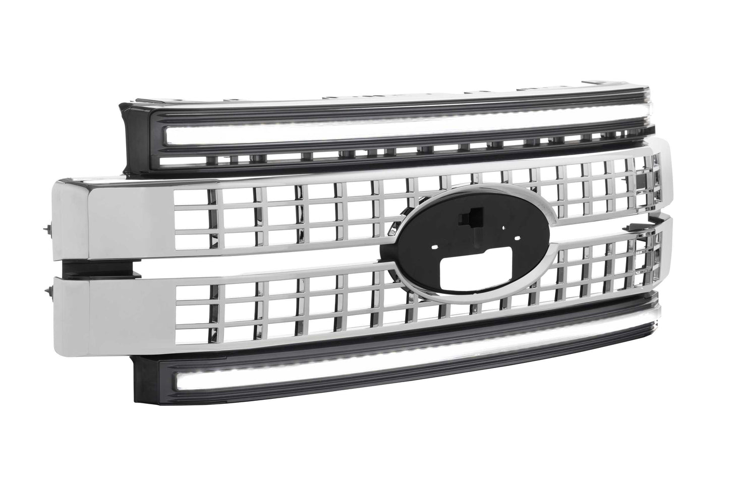 XBG LED Grille: Ford Super Duty (17-19) (Chrome Finish / White DRL)