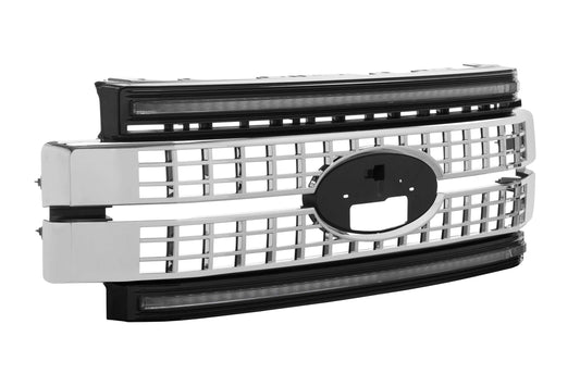 XBG LED Grille: Ford Super Duty (17-19) (Chrome Finish / White DRL)