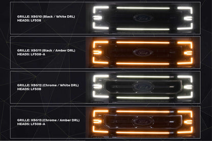 XBG LED Grille: Ford Super Duty (20-22) (Chrome Finish / White DRL)